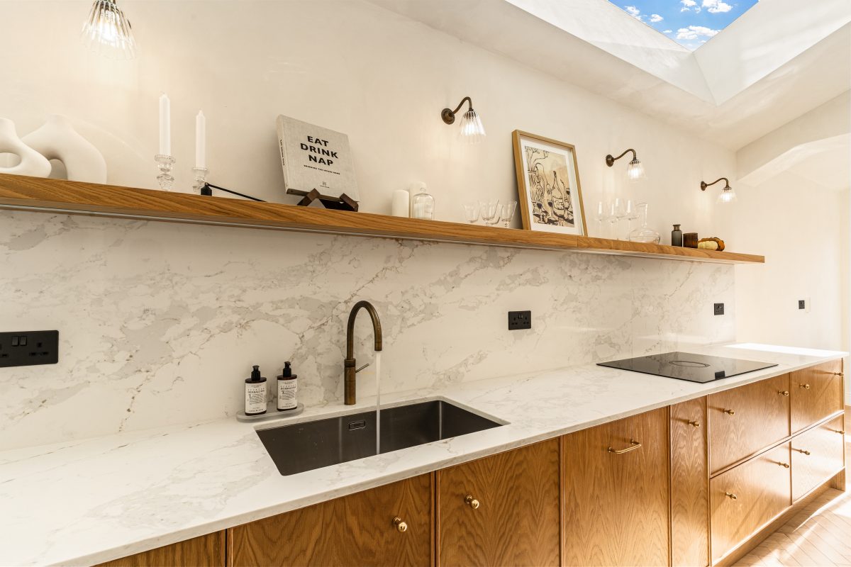 Kitchen interior with wood cabinetry