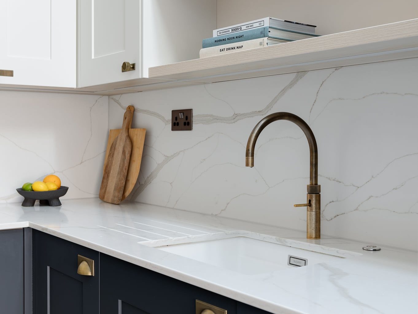 Kitchen sink and worktop interior detail