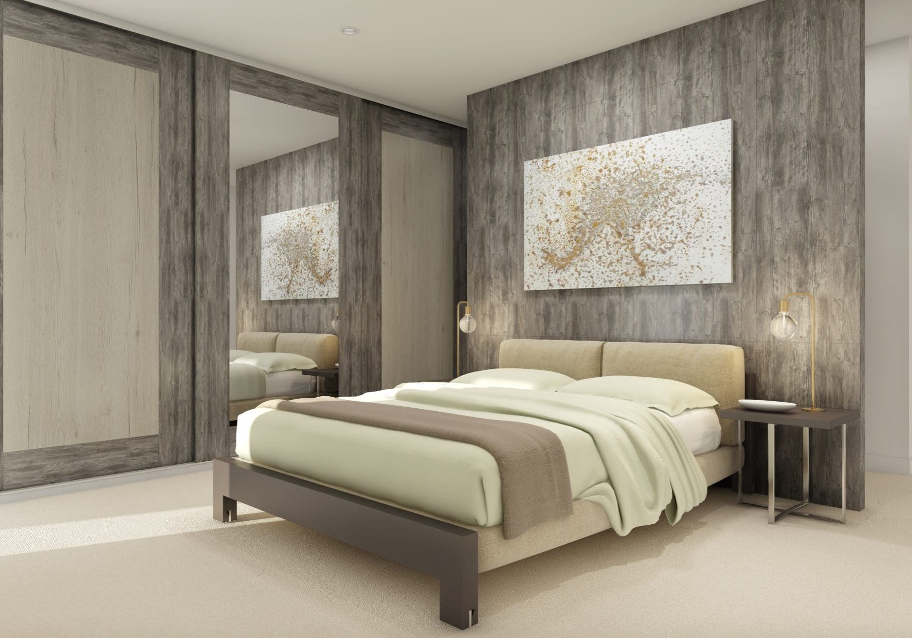grey sliding door bedroom