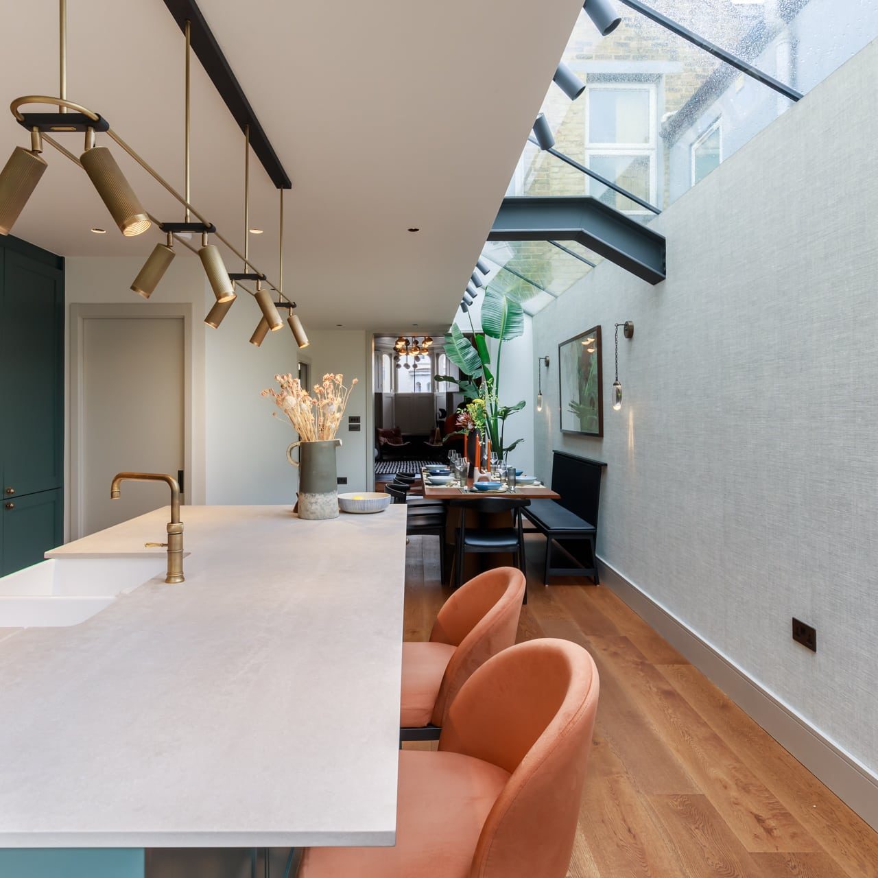 kitchen island and sky light