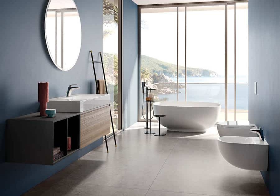 RAK dark bathroom standalone bath